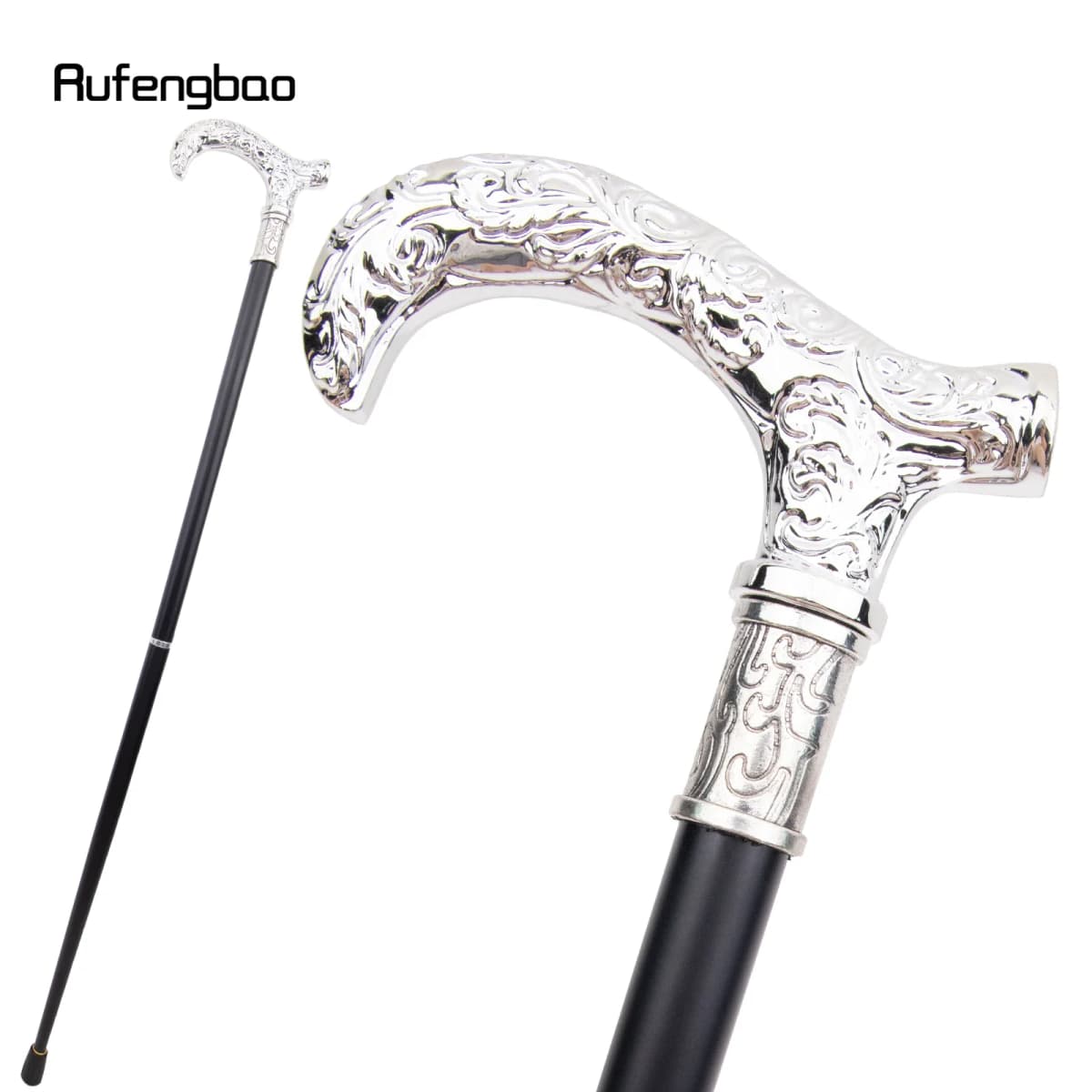 White Flower Pattern Walking Cane Fashion Decorative Walking Stick Gentleman Elegant Cosplay Cane Knob Crosier 93cm