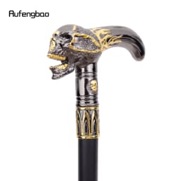 Golden Black Skull Head Walking Cane Fashion Decorative Walking Stick Gentleman Elegant Cosplay Cane Knob Crosier 92cm