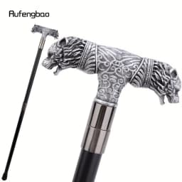 Silver Resin Wolf Double Head Walking Cane Fashion Steel Stick Elegant Cosplay Cane Knob Crosier Performance Stage Cane 92cm