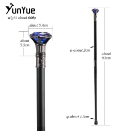 Sliver Blue Diamond Type Walking Cane Gentleman Elegant Fashion Art Decorative Walking Stick Lady Vintage Party Cosplay Sceptre