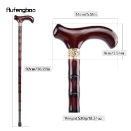 Brown Wooden Single Joint Fashion Walking Stick Decorative Cospaly Cane Halloween Mace Crutch Wand Crosier 92cm