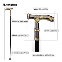 Gold Black Panda Compass Walking Cane Fashion Decorative Walking Stick Gentleman Elegant Cosplay Cane Knob Crosier 93cm