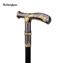 Gold Black Panda Compass Walking Cane Fashion Decorative Walking Stick Gentleman Elegant Cosplay Cane Knob Crosier 93cm