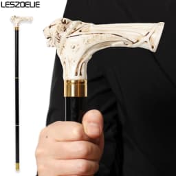 92cm Tiger-Head With Luxury Pattern Handle Black Stick Men German Beech Wooden Walking Stick Women Fashionable Decorative Canes