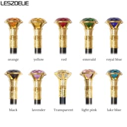 10 Colors Luxury Gold Handle With Crystal Diamond Walking Stick For Man Fashionable Canes Woman Party Decorative Walking Sticks