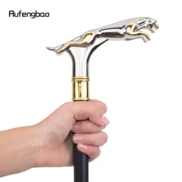 White Golden Leopard with Tail Fashion Walking Stick for Party Decorative Walking Cane Elegant Crosier Knob Walking Stick 93cm