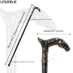 Horse-Head Stick Series Man Alloy And Resin Horse Head With Iron And Red Wooden Walking Cane For Woman Fashionable Canes