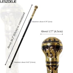 93cm Luxury Gold With Black Detachable Walking Stick Man Fashion Walking Cane Lady Party Sticks Elegant Vintage Walking Cane