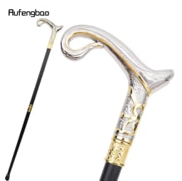 Elegant Golden And White Decorative Cane with a Curved Design, Perfect for Gentlemen And Cosplay, Measuring 36.22inch, For Cospl