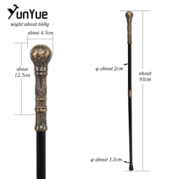 Bronze Round Handle Fashion Walking Stick Gentlemen Vintage Handmade Walking Cane Lady Art Collection Cosplay Film Prop Cane