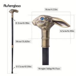 Copper Rabbit Long Ear Gentleman Walking Cane Fashion Walking Stick Crosier Knob Walking Stick Performance Stage Cane 93cm