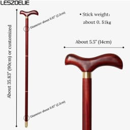 Luxury Red Bird Shaped Handle African Wooden Walking Stick 2.2cm Diameter Slim Fashionable Men's And Elegant Women's Canes