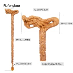 Yellow Flower Dragon Wooden Fashion Wood Stick Decorative Cospaly Cane Steampunk & Everyday Use 89cm Performance Stage Cane