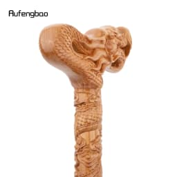 Yellow Flower Dragon Wooden Fashion Wood Stick Decorative Cospaly Cane Steampunk & Everyday Use 89cm Performance Stage Cane