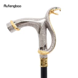 White Golden Cobra Head Fashion Walking Stick Decorative Walking Stick Cospaly Vintage Fashionable Walking Cane Crosier 93cm