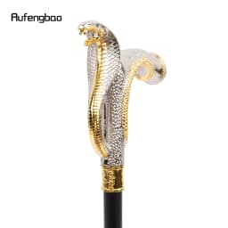 White Golden Cobra Head Fashion Walking Stick Decorative Walking Stick Cospaly Vintage Fashionable Walking Cane Crosier 93cm