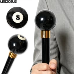 Black Beech Wood Walking Cane with 8 Ball Handle 2-Piece Detachable Fashionable Stick for Men And Women Daily Use Cosplay