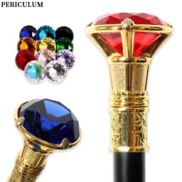 10 Colors Shiny Gold Crystal Gem Top Walking Cane Detachable Vintage Walking Stick Cosplay Party Prop for Men And Women