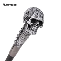 Silver Resin Skull Flower Walking Cane Fashion Decorative Stick Elegant Cosplay Cane Knob Crosier 94cm Performance Stage Cane