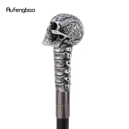 Silver Resin Skull Flower Walking Cane Fashion Decorative Stick Elegant Cosplay Cane Knob Crosier 94cm Performance Stage Cane