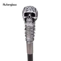 Silver Resin Skull Flower Walking Cane Fashion Decorative Stick Elegant Cosplay Cane Knob Crosier 94cm Performance Stage Cane