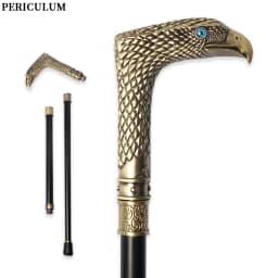 Bronze Eagle Head Curved Handle Walking Cane Detachable Vintage Walking Stick Cosplay Party Prop for Men Women