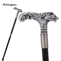 Silver Wolf Head Long Handle Decorative Stick Parties Decorative Cane for Halloween for Cosplay and Parties Walking Cane 93cm