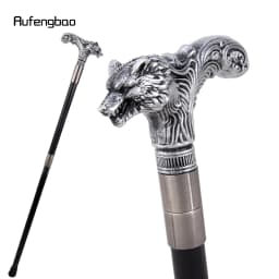 Silver Wolf Head Long Handle Decorative Stick Parties Decorative Cane for Halloween for Cosplay and Parties Walking Cane 93cm