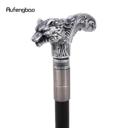 Silver Wolf Head Long Handle Decorative Stick Parties Decorative Cane for Halloween for Cosplay and Parties Walking Cane 93cm