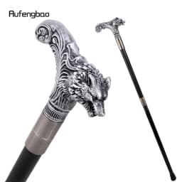 Silver Wolf Head Long Handle Decorative Stick Parties Decorative Cane for Halloween for Cosplay and Parties Walking Cane 93cm
