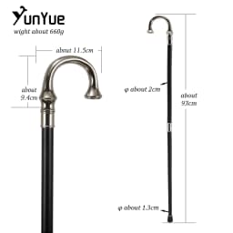 Silvery Vintage Umbrella Handle Walking Stick Classic Gentlemen Decorative Party Cospaly Fashionable Walking Cane Crutches 93cm