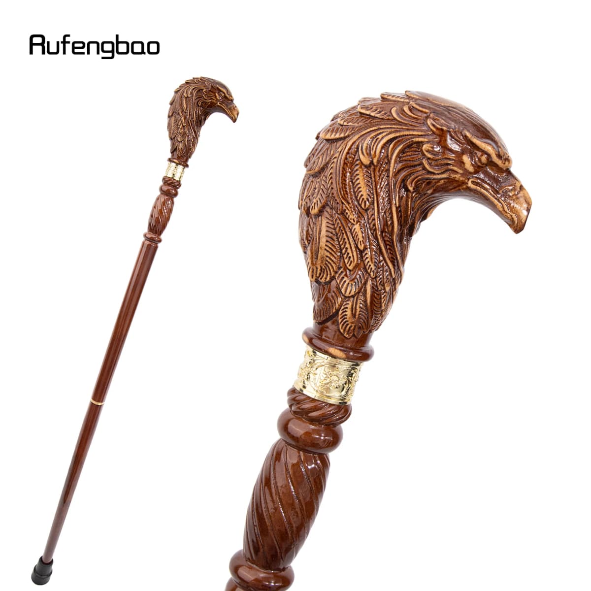 Brown Eagle Head Wooden Fashion Walking Stick Decorative Stick Cane Halloween for Cosplay and Parties, for Cosplay & Party 93cm