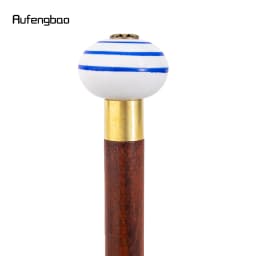 Blue White Ceramic Round Flower Head Wooden Single Joint Stick Decorative Cospaly Party Wood Cane Halloween Wand Crosier 90cm