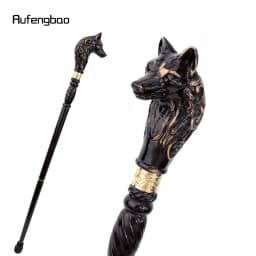 Wolf Head Black Wooden Fashion Walking Stick Decorative Vampire Cospaly Party Wood Walking Cane Halloween Mace Wand Crosier 95cm