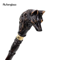 Wolf Head Black Wooden Fashion Walking Stick Decorative Vampire Cospaly Party Wood Walking Cane Halloween Mace Wand Crosier 95cm