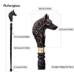 Wolf Head Black Wooden Fashion Walking Stick Decorative Vampire Cospaly Party Wood Walking Cane Halloween Mace Wand Crosier 95cm
