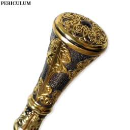 Victorian Black Gold Floral Carved Walking Cane with Detachable Handle Men Women Cosplay Prop Walking Stick