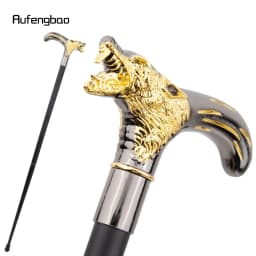 Golden Black Wolf Head Biting Walking Cane Fashion Decorative Stick Gentleman Performance  Cane 92cm  Performance Stage Cane