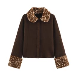 Street Faux Fur Patchwork Jacket Women Design Sense Long Sleeves Casual Female Coat 2025 Autumn Winter Lady Streetwear New