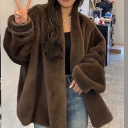 Women Maxi Faux Fur Coats Mid Length Coat Elegant Splice Thick Warm Full Sleeve Open Stitch Loose Mom Autumn Winter Streetwear
