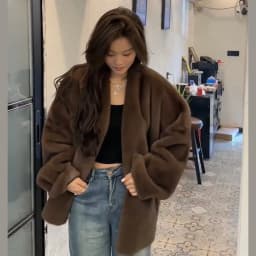 Women Maxi Faux Fur Coats Mid Length Coat Elegant Splice Thick Warm Full Sleeve Open Stitch Loose Mom Autumn Winter Streetwear