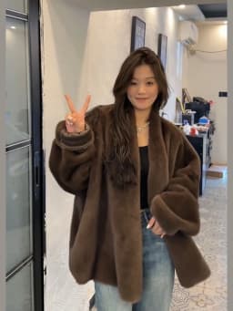 Women Maxi Faux Fur Coats Mid Length Coat Elegant Splice Thick Warm Full Sleeve Open Stitch Loose Mom Autumn Winter Streetwear
