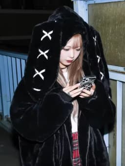 Mauroicardi Winter Sweet Kawaii Soft Warm Purple Faux Fur Coat Women Bunny Ears Luxury Designer Clothes Fluffy Jacket Hoodie