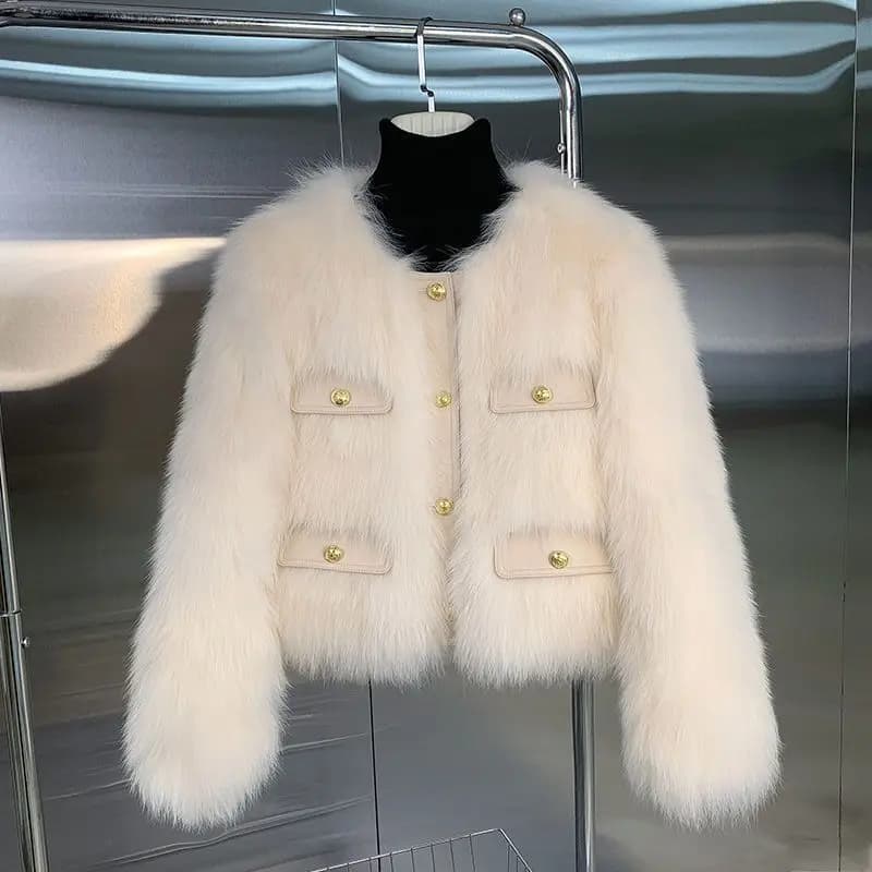 Women's Small fragrant style Fur Coat 2026 Autumn/Winter New Imitation Fox Fur Coats Fashion Korean Edition Thick Short Outwear