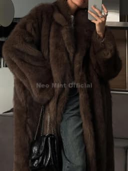 Neo Mint Winter Warm Fluffy Gradient Eco Fur Jacket Women Luxury Long Faux Fox Fur Coat Street Furry Outerwear Overcoat