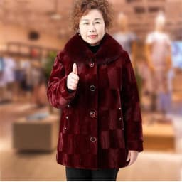 Grandma's Winter Jacket New Imitation Mink Fur Coat Mid Length Elderly Mother Add Velvet Thicken Warm Parkas Women Overcoat 6XL