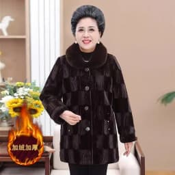 Grandma's Winter Jacket New Imitation Mink Fur Coat Mid Length Elderly Mother Add Velvet Thicken Warm Parkas Women Overcoat 6XL