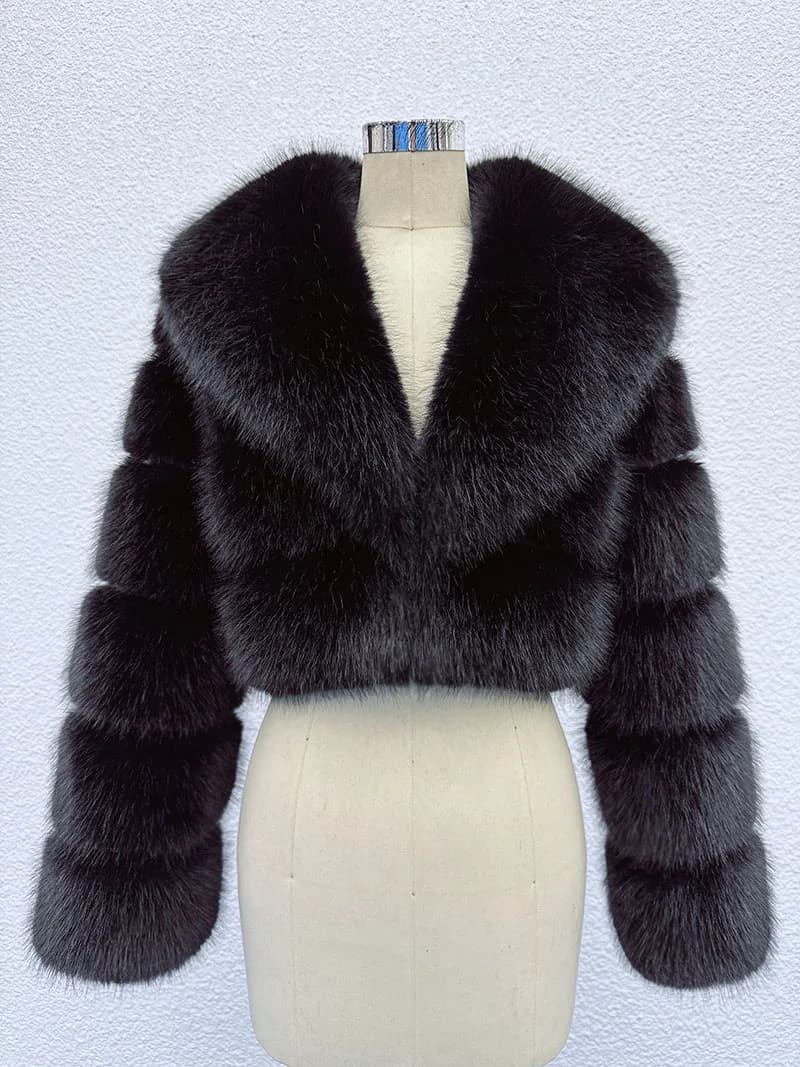 ZADORIN Trend Fur Top New Cropped Faux Fur Coat Woman Clothing Furry Faux Fur Jacket Winter Coats for Woman Outerwears Top Mujer