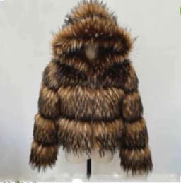 Asian Size Women Fake Raccoon Fur Jacket Autumn Winter Faux Fur Fox Coats Short Coat Furry Outerwear Elegant Thick Warm Coats