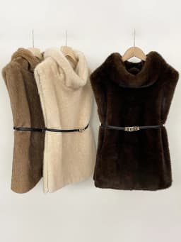 Mumaroho 2026 Winter Spring Women Faux Fur Sable Vest Crop Top Solid Turtleneck Eco Mink Faux Fur Tank Tops Pullover Jacket